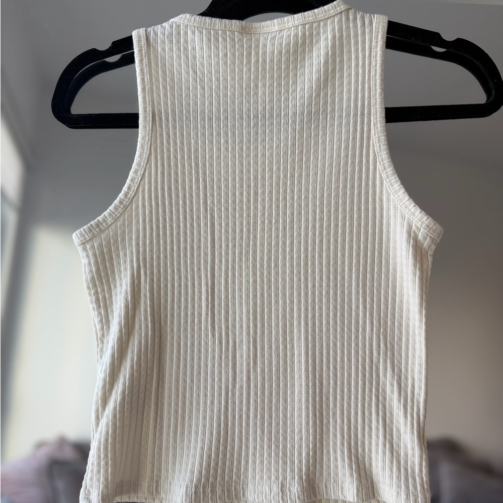 Zara White Ribbed Tank Top - Picture 5 of 5